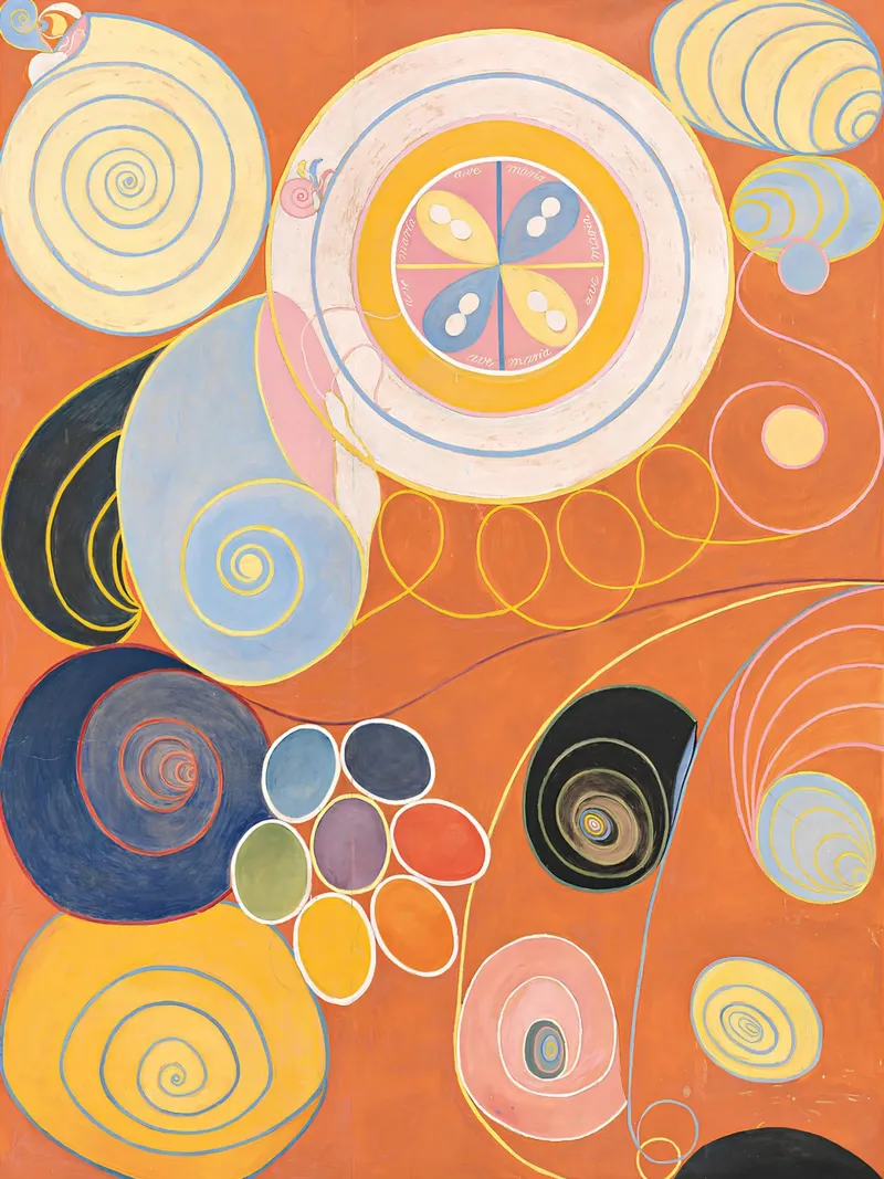 Hilma af Klint "Gioventù n. 3" Spirali astratte Arancione pellicola backlit da homdeco