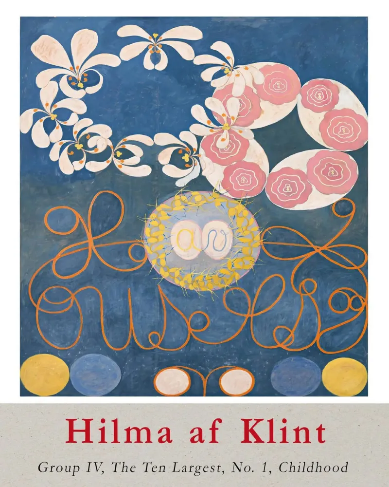 Hilma af Klint "Kindertijd nr. 1" Abstract gebloemd blauw canvas van homdeco