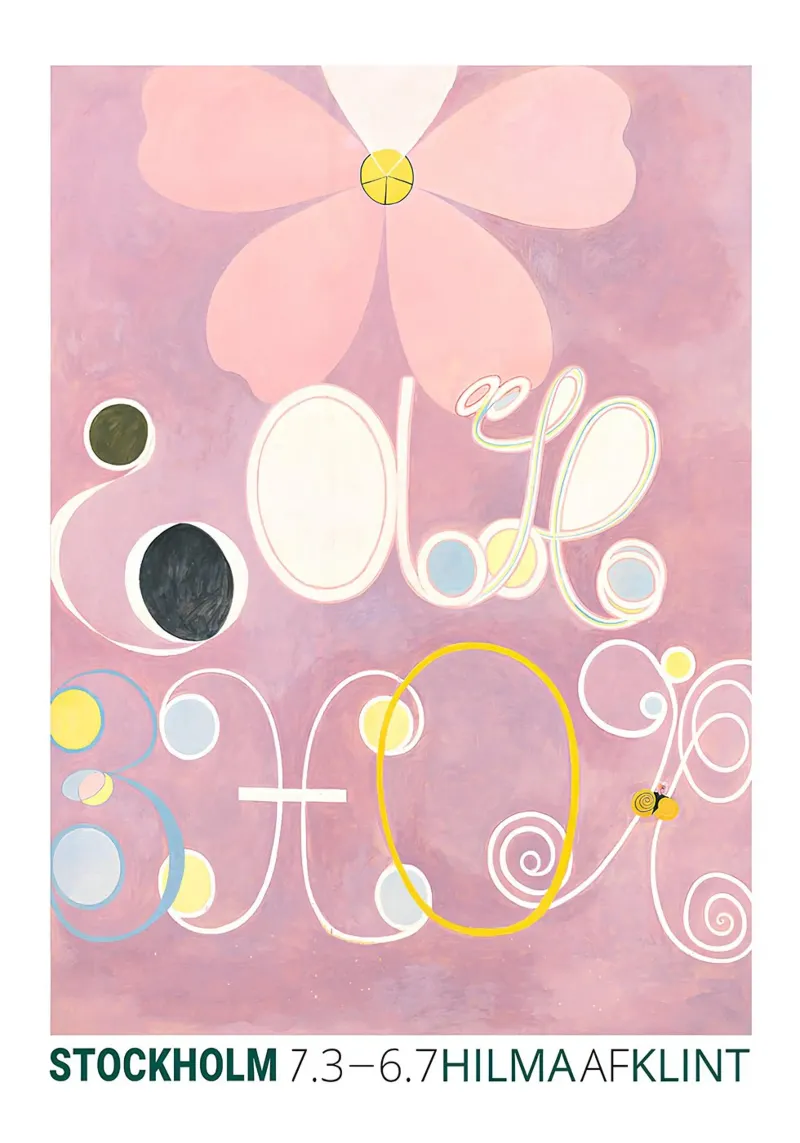 Hilma af Klint "Adulthood" Astratto Floreale Rosa pellicola backlit da homdeco