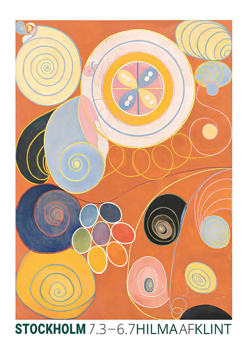 Hilma af Klint "Gioventù" Poster astratto a spirale arancione carta hahnemühle da homdeco
