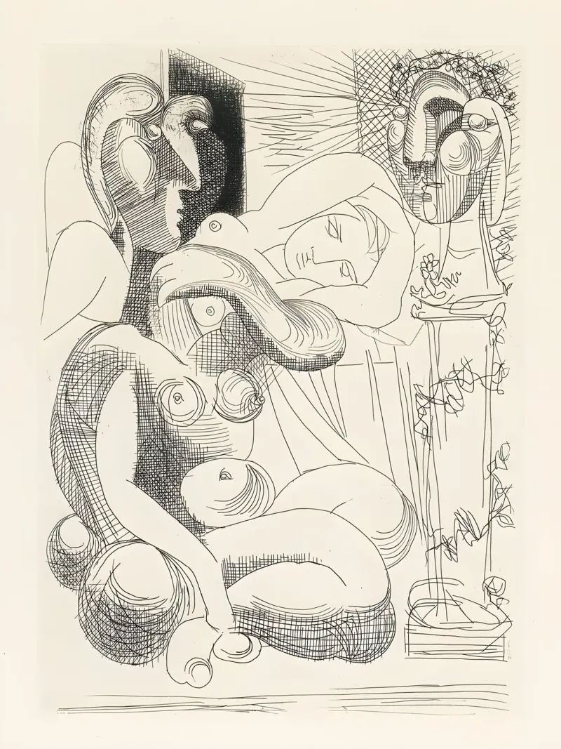 Picasso "Études de figures" Surrealist Line Art Print film rétro-éclairé de homdeco