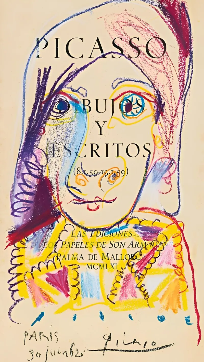 Picasso "Drawings and Writings" Expressive Portrait Print canvas with Floater frame by homdeco