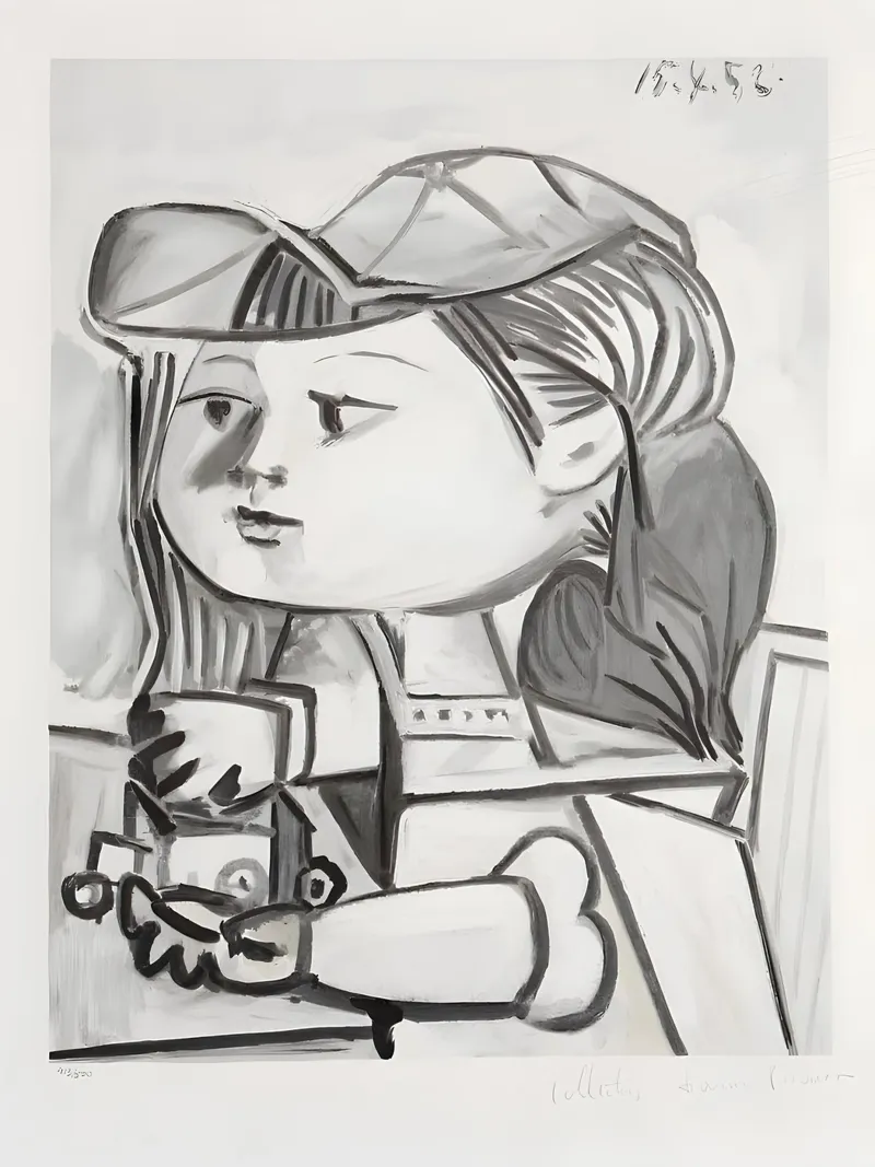 Picasso "Ragazza con cappello" Stampa ritratto in bianco e nero poster da homdeco