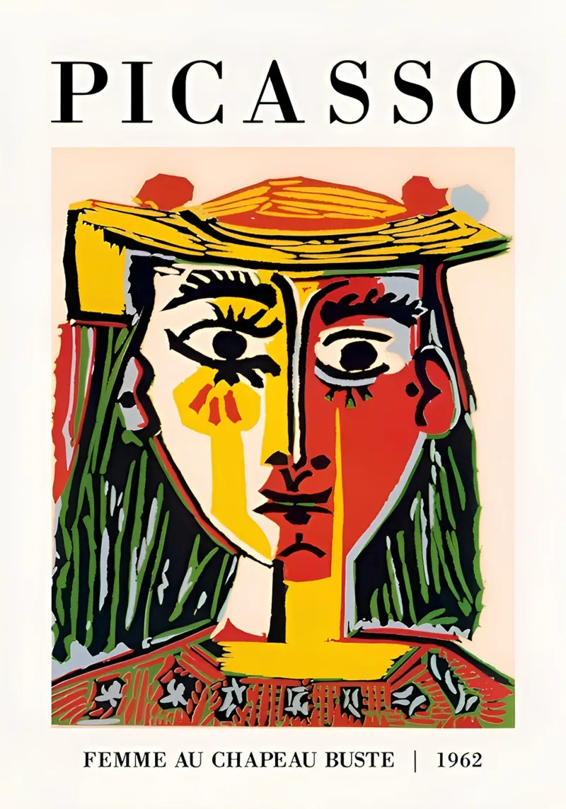 Picasso "Femme au Chapeau Buste" Ritratto cubista pellicola backlit da homdeco