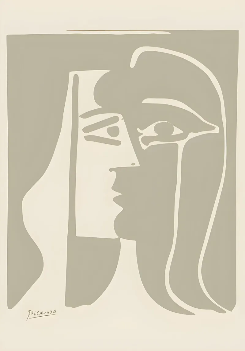 Picasso "Visage" Stampa profilo minimalista carta hahnemühle da homdeco