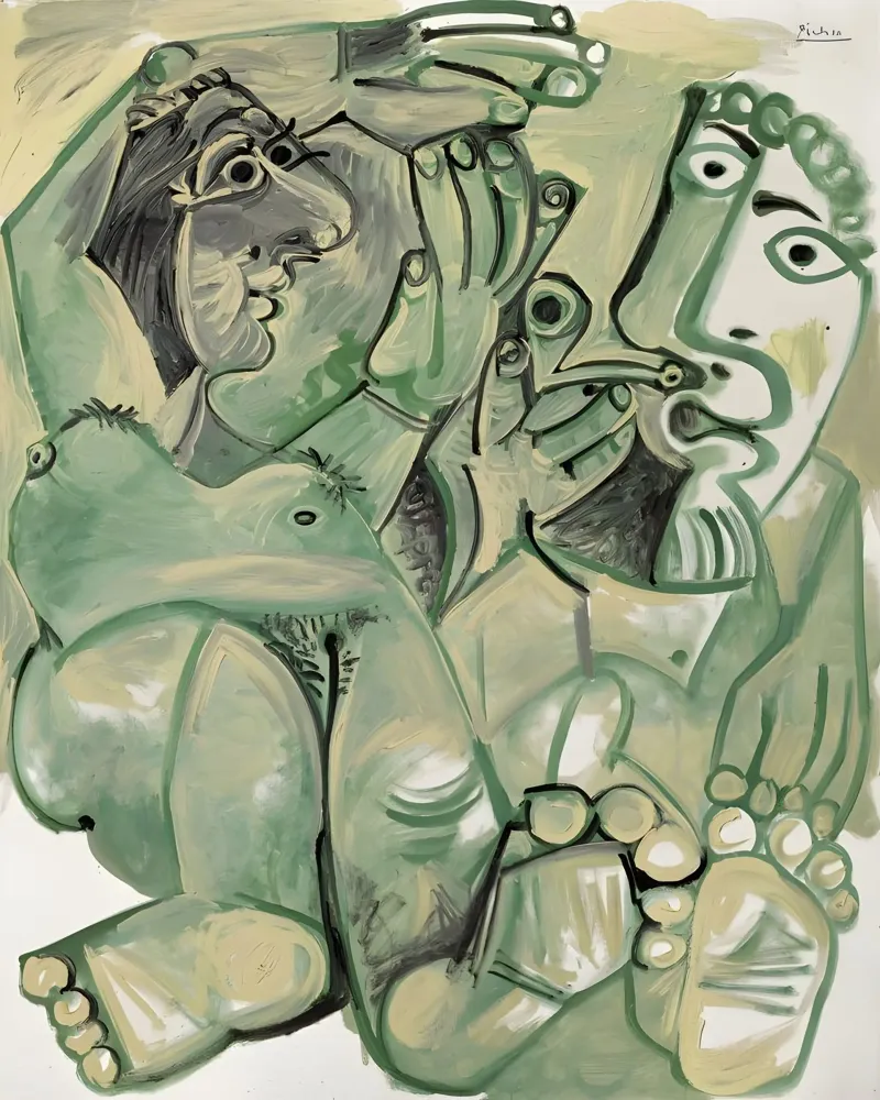 Picasso "Figures in Green" Dynamic Cubist Abstract hahnemühle by homdeco