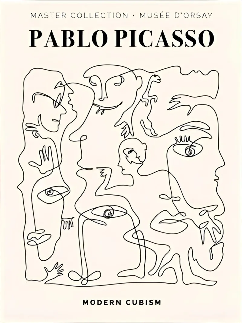 Pablo Picasso "Modern Cubism" Line Art Print canvas by homdeco