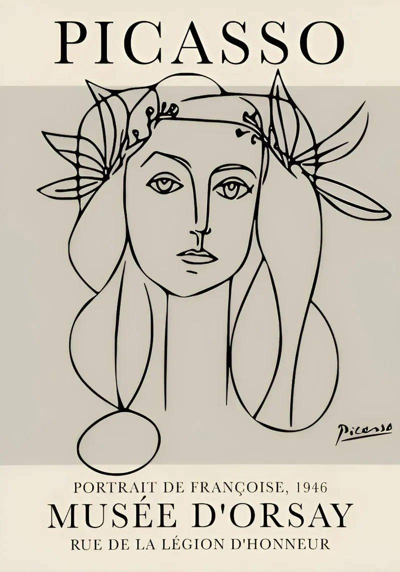 Picasso "Portrait of Françoise" Line Art Print canvas by homdeco