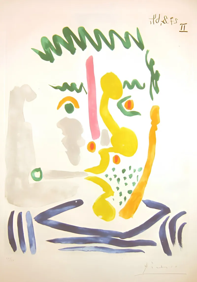 Picasso "Geabstraheerd gezicht II" Expressieve kunst canvas van homdeco