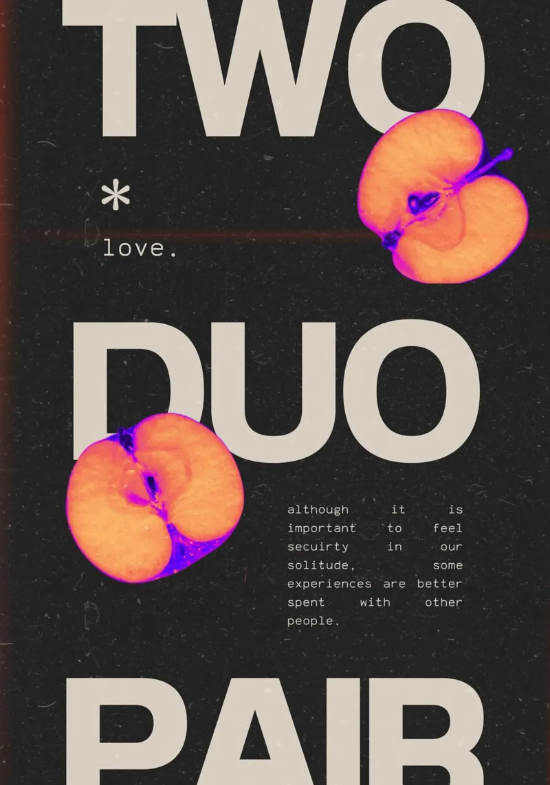 "Two Duo Pair" Amore astratto - Pop Art Fruit Typography poster con telaio in plastica da NorwesClub
