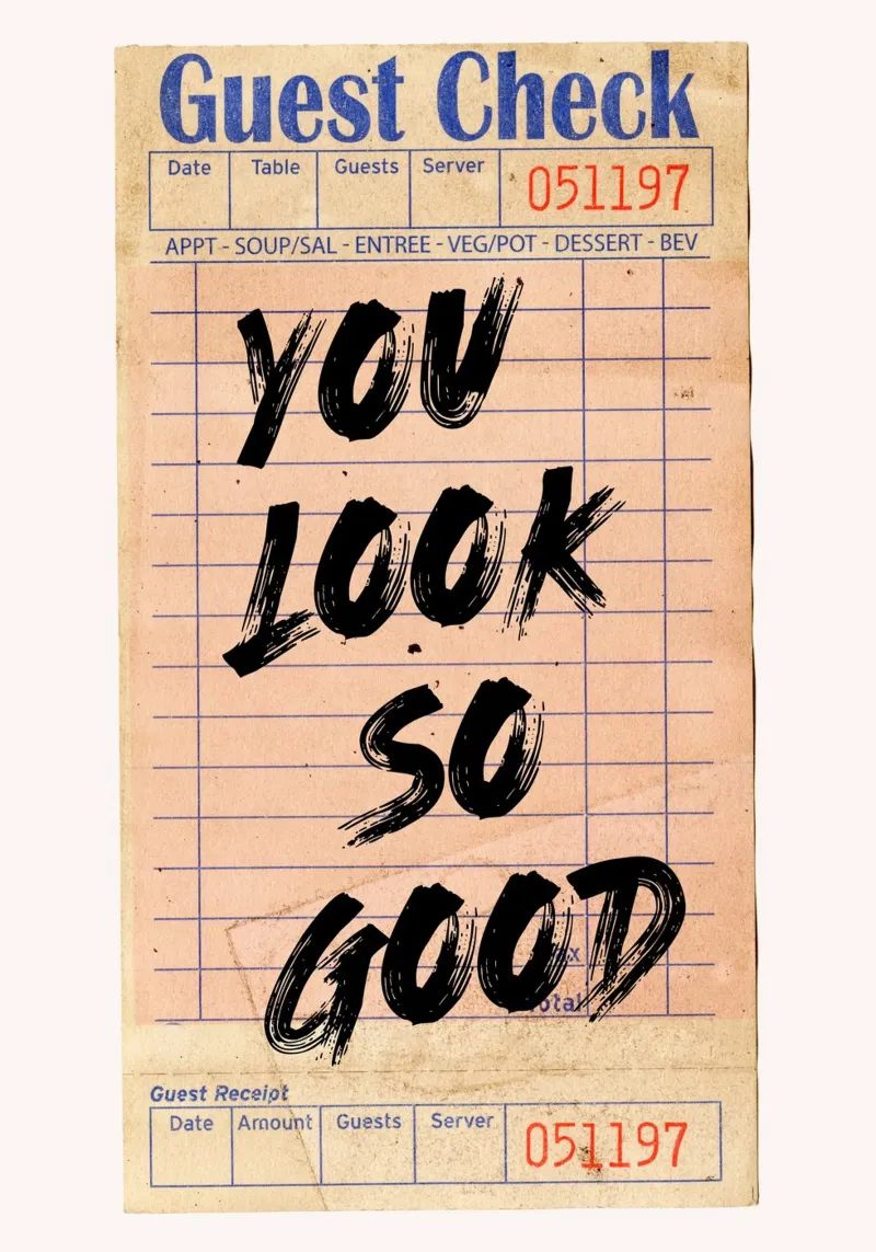 "You Look So Good" Vintage Guest Check Pop Art aluminio dibond de NorwesClub