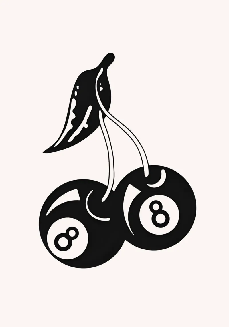 8 ciliegie a sfera - Illustrazione pop art retrò tela con Cornice a cassetta da NorwesClub