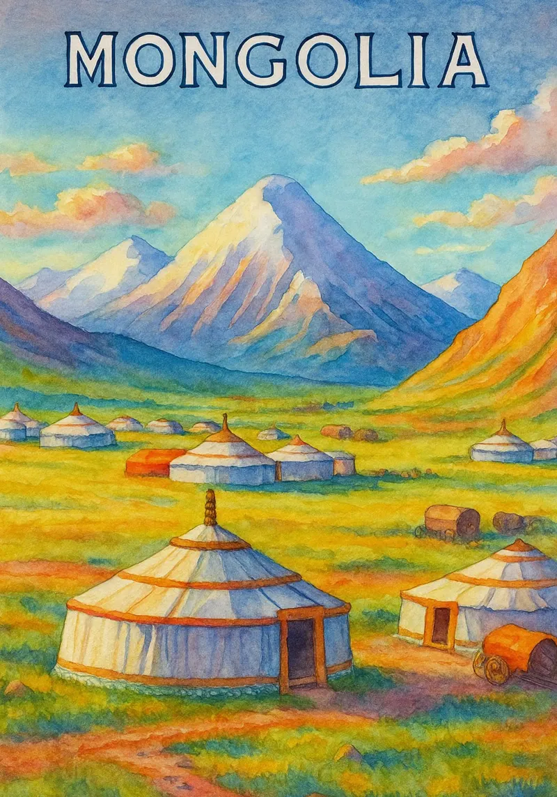 Mongolei Malerei Imagination Leinwand mit Schattenfugenrahmen von Diamond