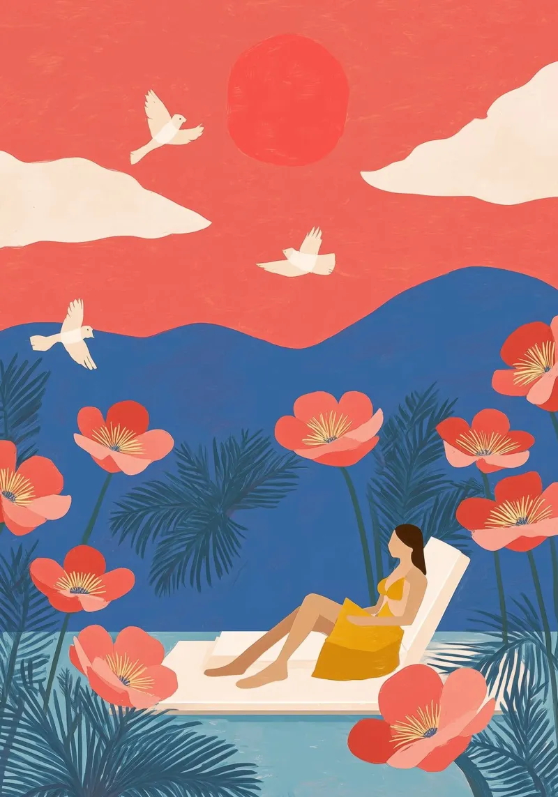 Floating in a Field of Dreams poster con telaio in legno da Clara August