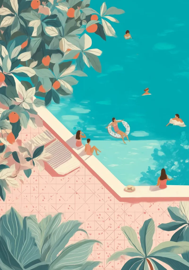 Poolside Days canvas by Clara August