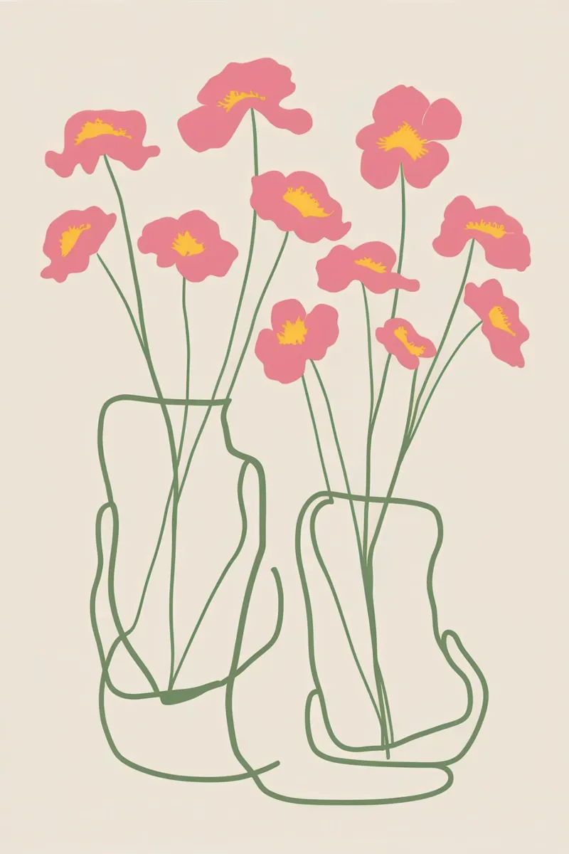 Minimalist Pink Poppies poster by Flock Reverie