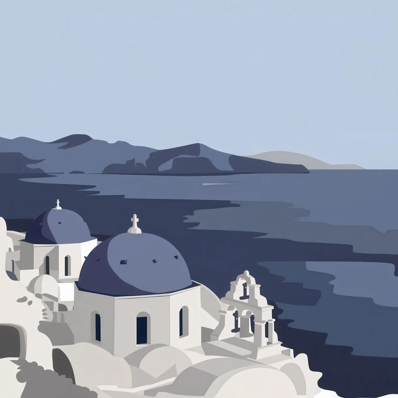 Blue Domes of Greece canvas by Flock Reverie