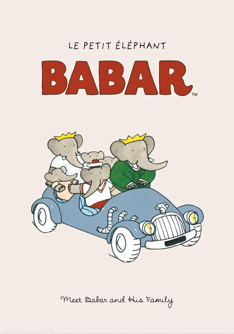 Babar - Incontra Babar e la sua famiglia tela con Cornice a cassetta da muench benjamin