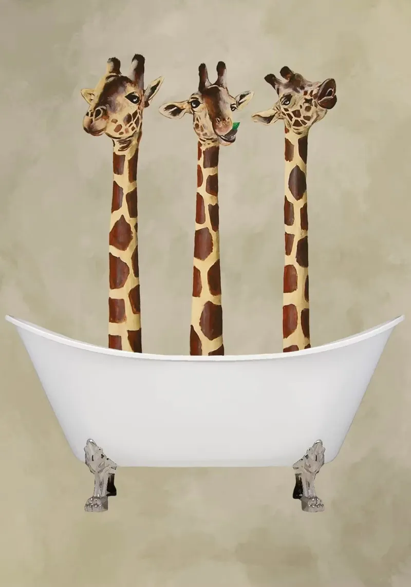 Coco De Paris - Giraffe nella vasca da bagno tela con Cornice a cassetta da muench benjamin