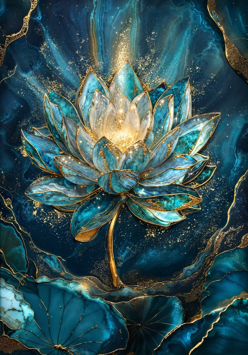 Golden Flower of Enlightenment carta hahnemühle da Pixaverse