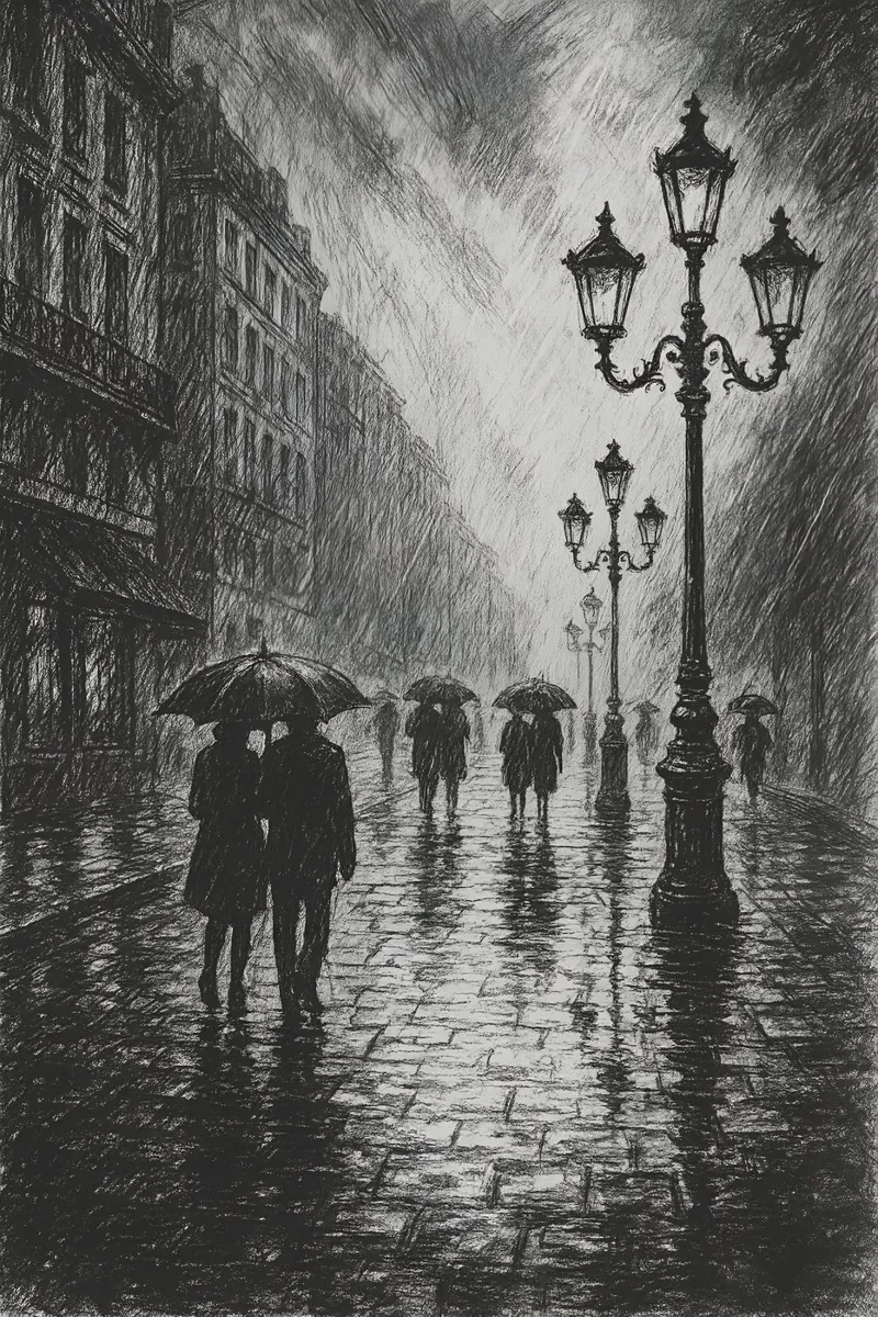 Pioggia in città - Una passeggiata nell'ombra poster da Graceful Desine