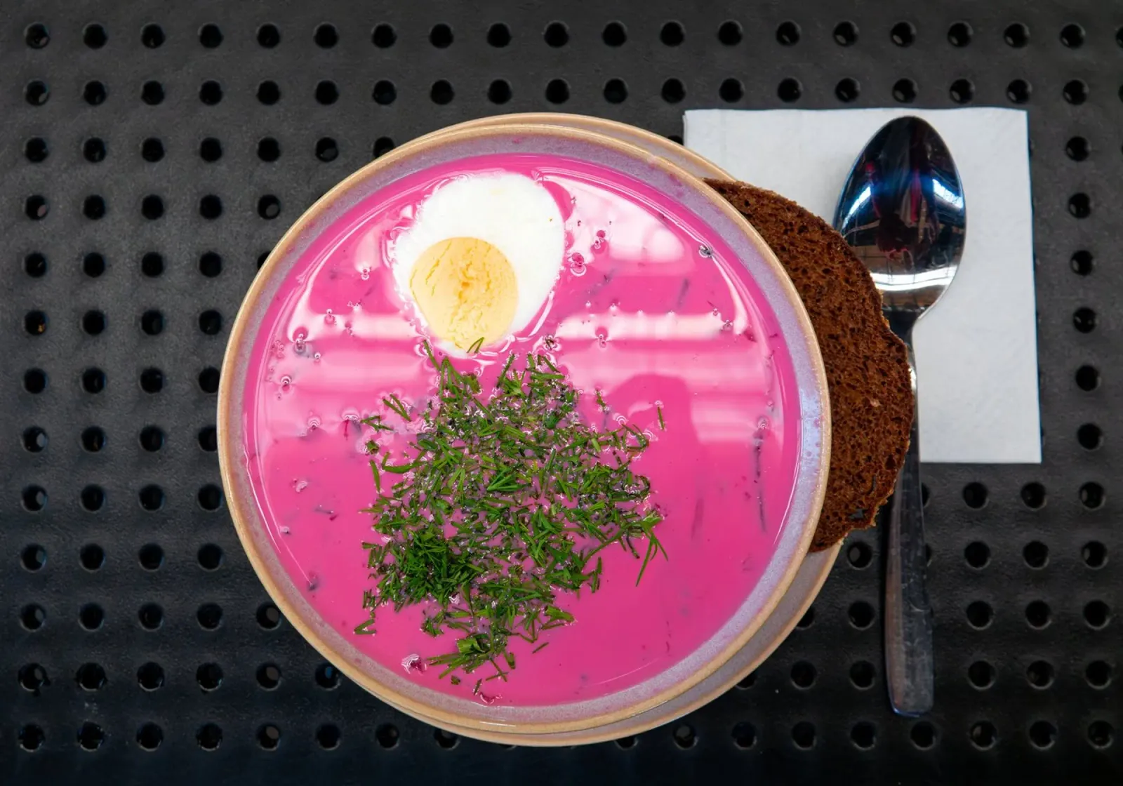 Beetroot soup with egg in Latvia poster with plastic frame by anderm