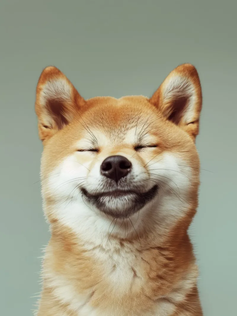 Shiba Inu felice con gli occhi chiusi e il cuore rilassato carta hahnemühle da DesignDoodle