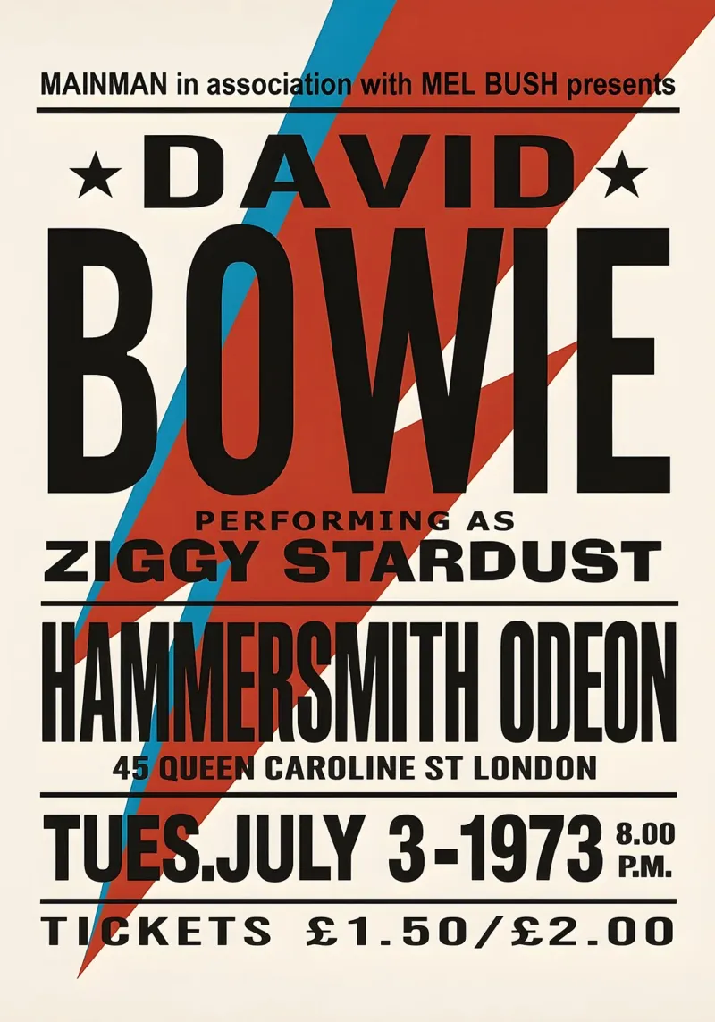 Reproduction David Bowie Hammersmith Odeon Music pannello forex da DGUnder