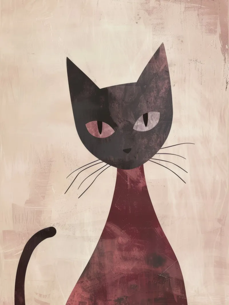 Abstract art representation of a black cat canvas by DesignDoodle