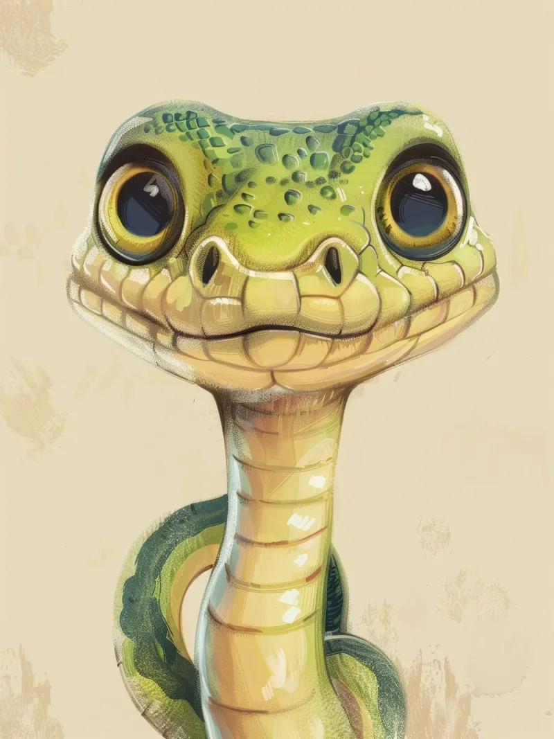 Snake with large eyes on a soft background hahnemühle by DesignDoodle