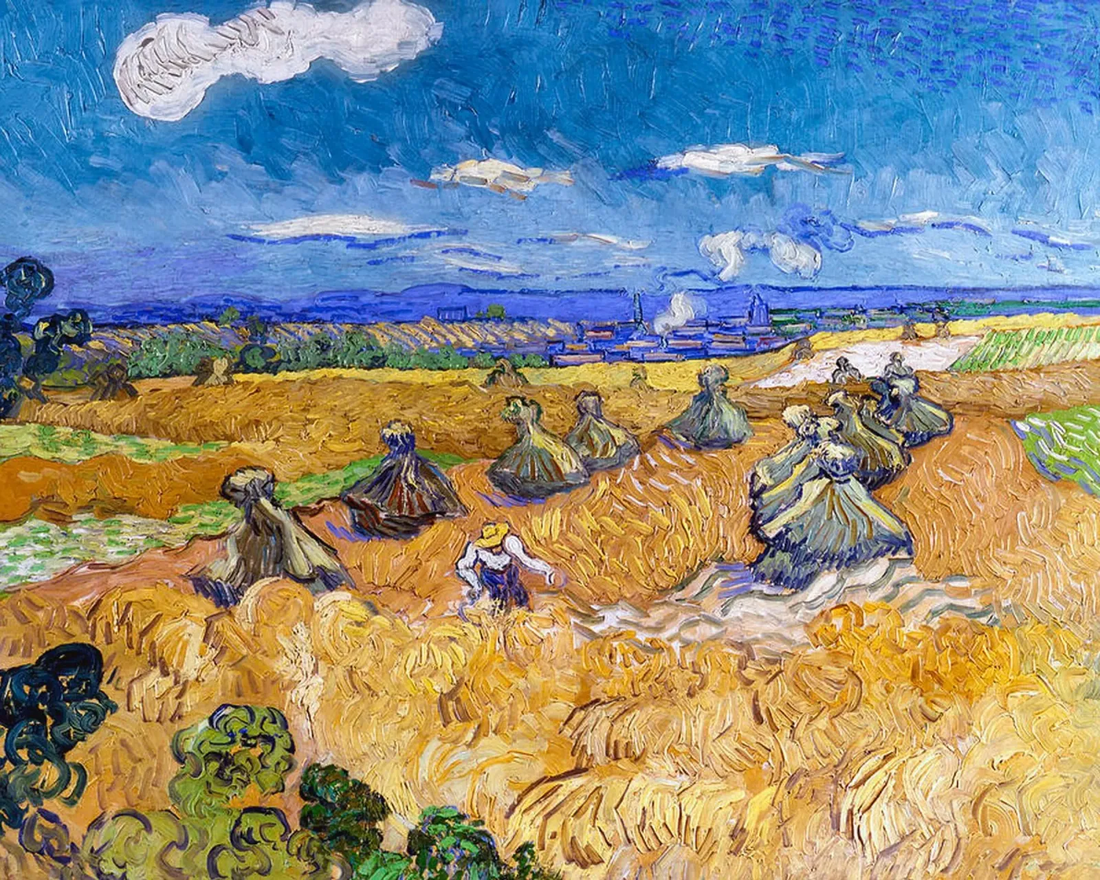 Wheat Fields with Reaper Auvers 1888 canvas by ValerieArt