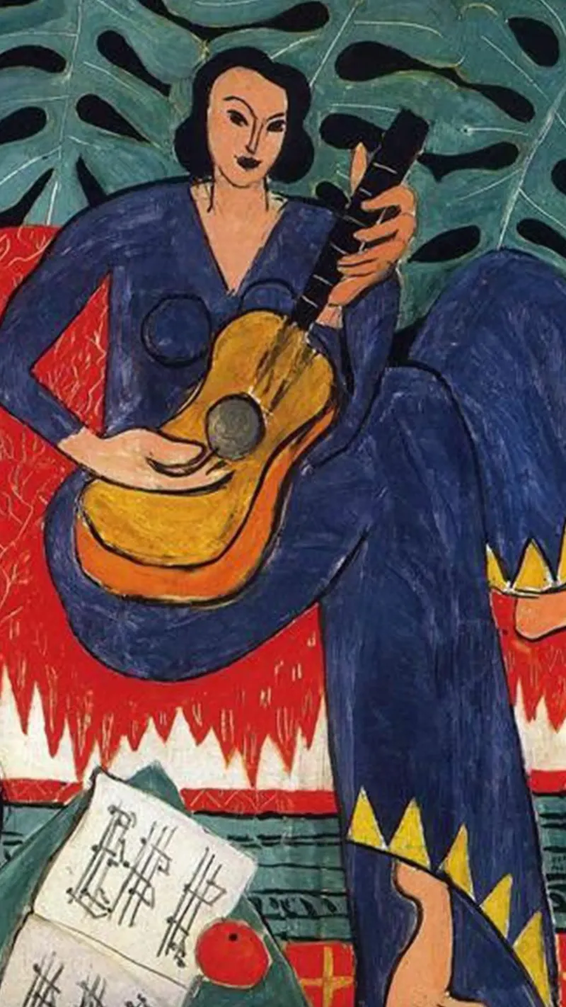 une femme jouant de la guitare alu dibond de sazkia art