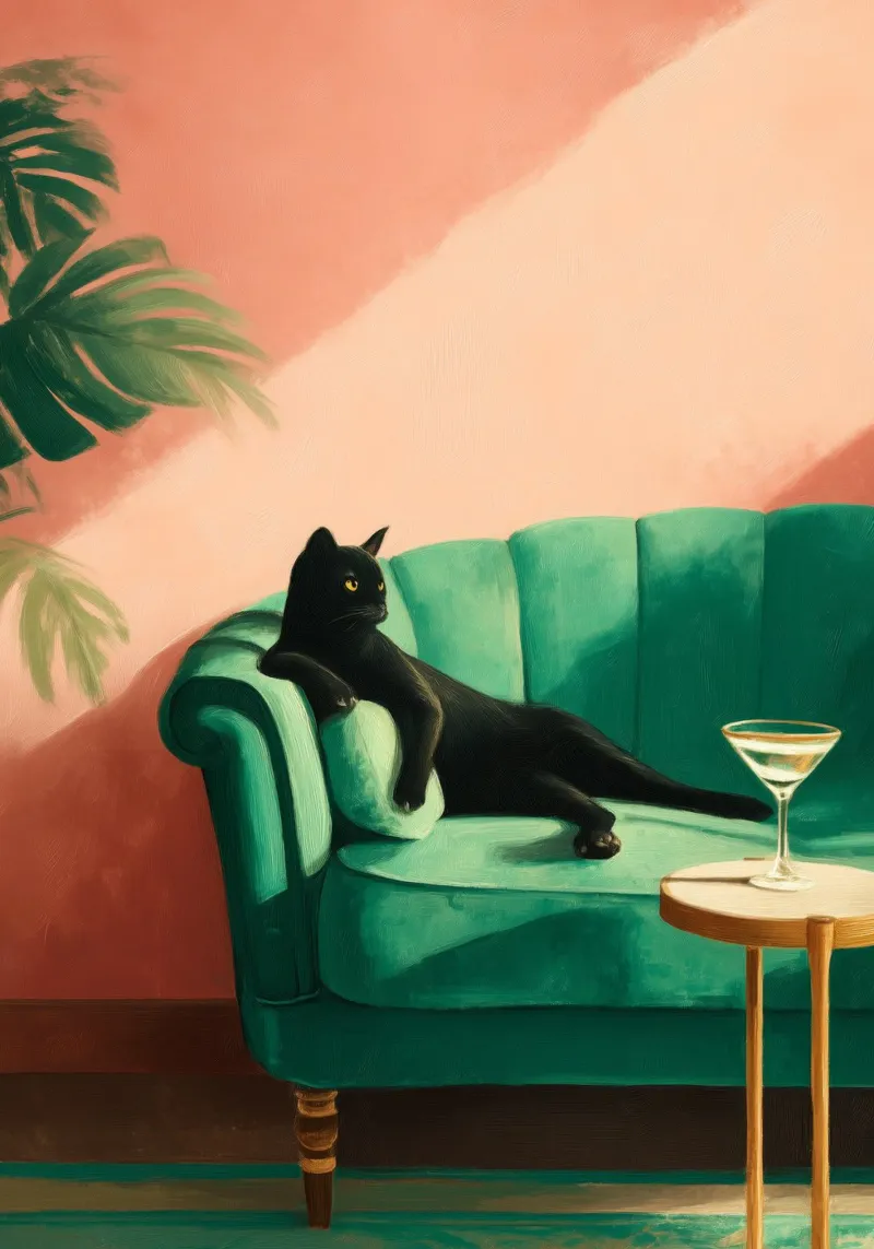 The Martini & the Cat II alluminio dibond da Clara August