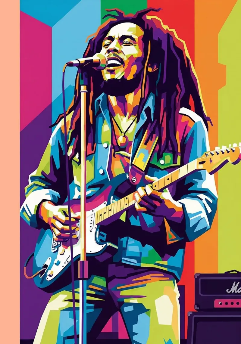 Bob Marley iconic reggae music pellicola backlit da Hantamrata