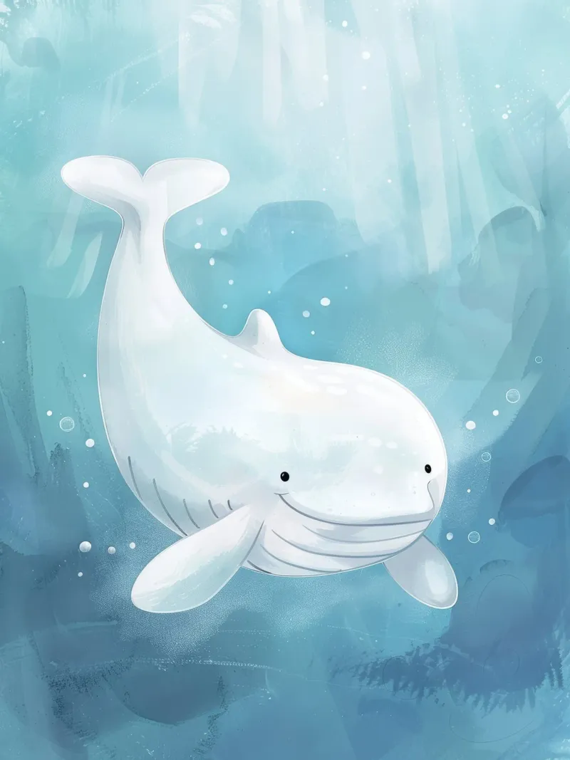 Balena beluga bianca che nuota con grazia nelle fresche acque dell'oceano pellicola backlit da DesignDoodle