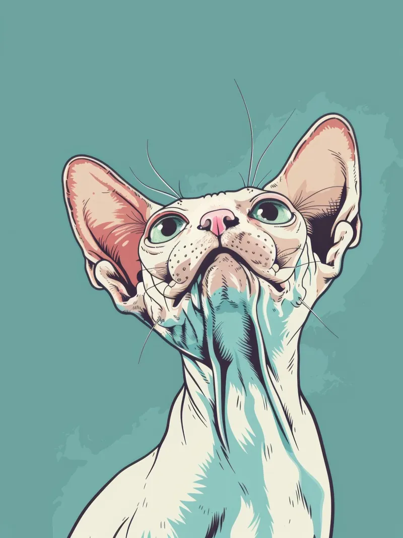 Sphynx cat gazing upwards in a simple, abstract background w canvas by DesignDoodle