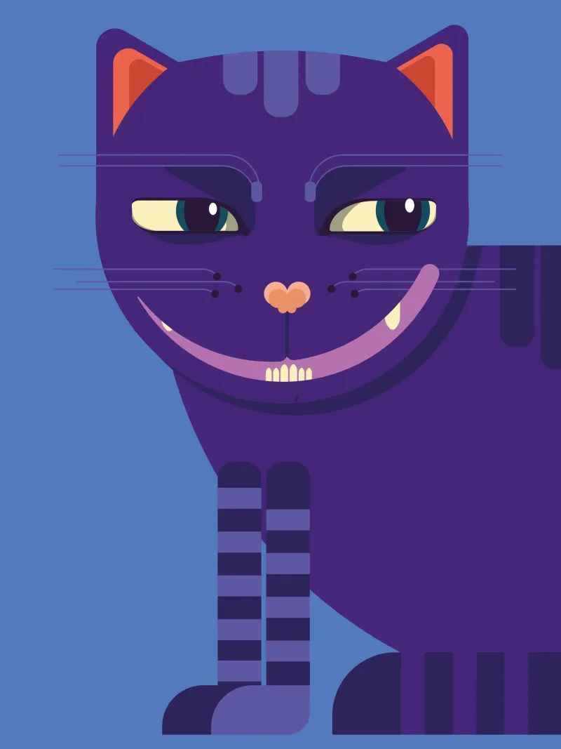 Grinsekatze poster con telaio in legno da DARIA IVANOVNA