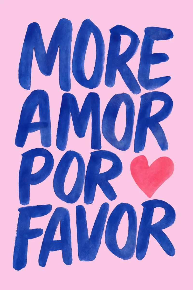 Poster d'amore tipografico - Più estetica Amor Por Favor poster con telaio in legno da QuooodZ by MooodzArt
