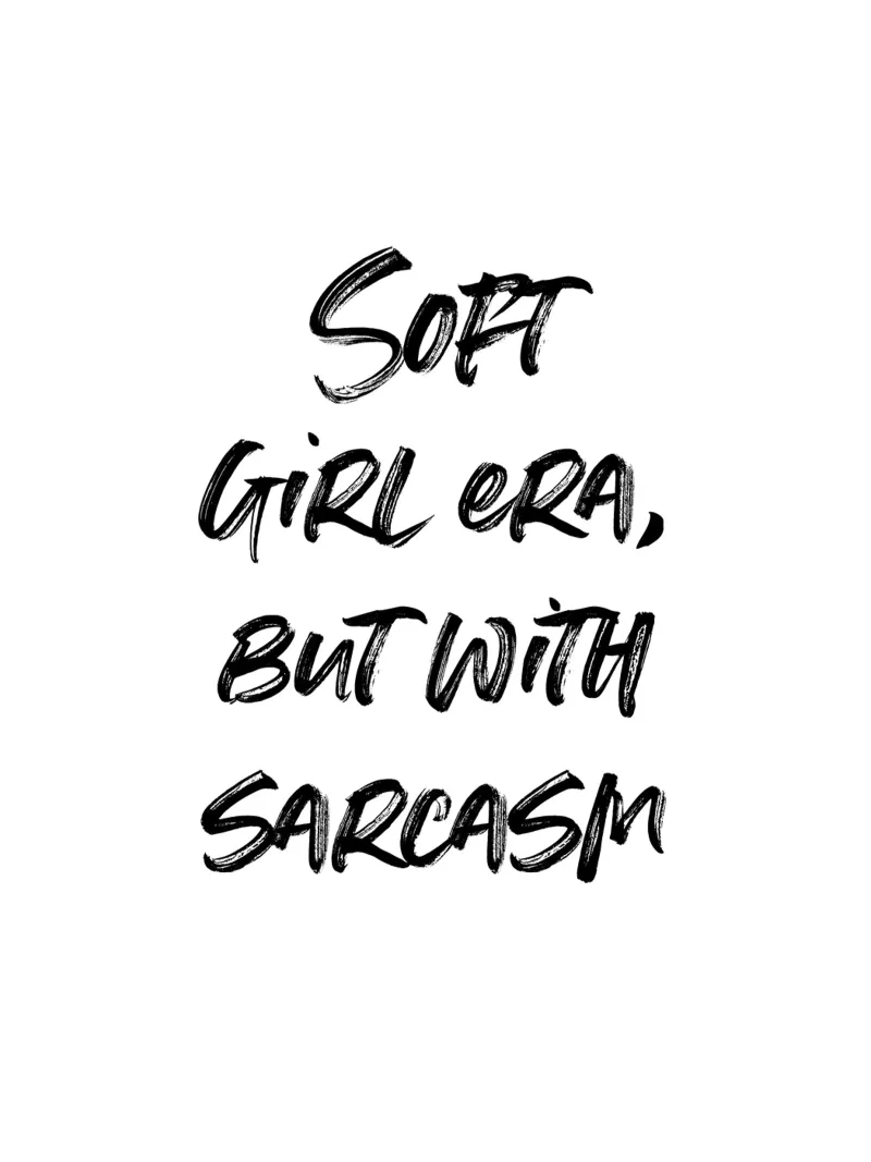 Soft girl era, but with sarcasm | minimalistic design plexiglass da just typo