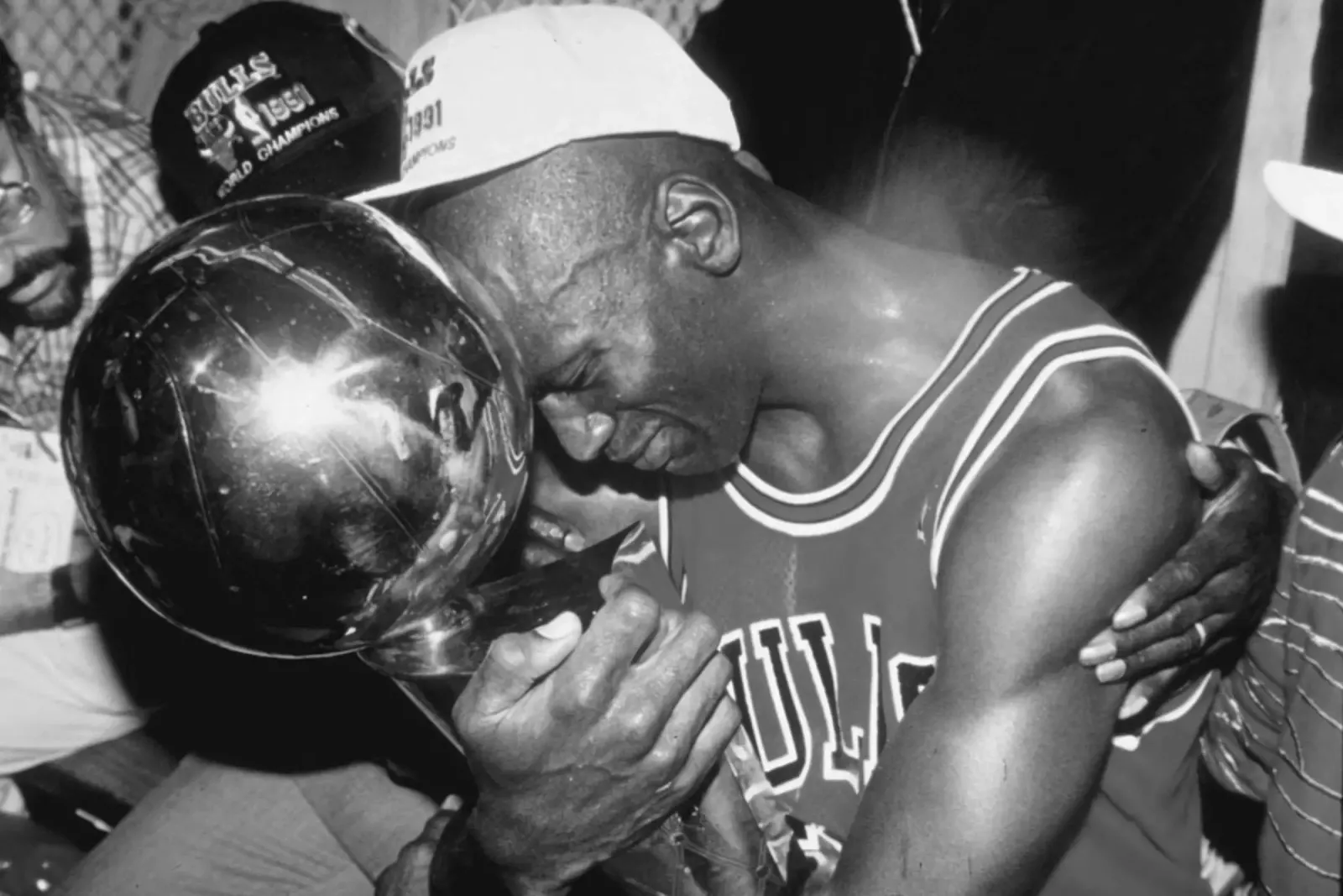 Jordan Hugs the Cup BW canvas by FAKE ARTWORK STORE