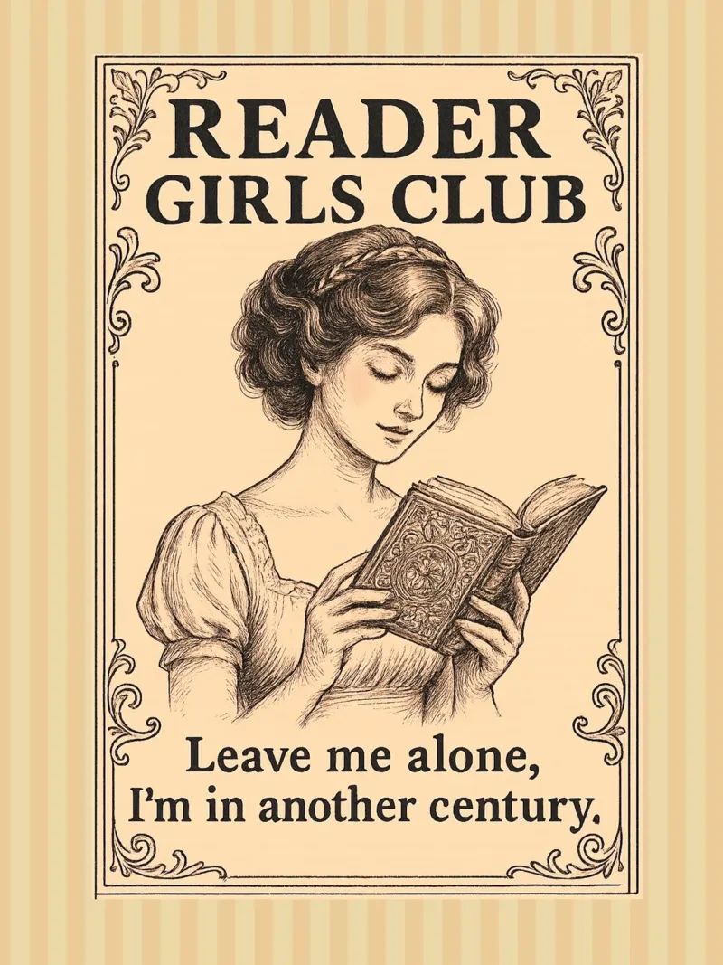 Reader Girls Society: leave me alone poster with wooden frame by Taika Tori Art