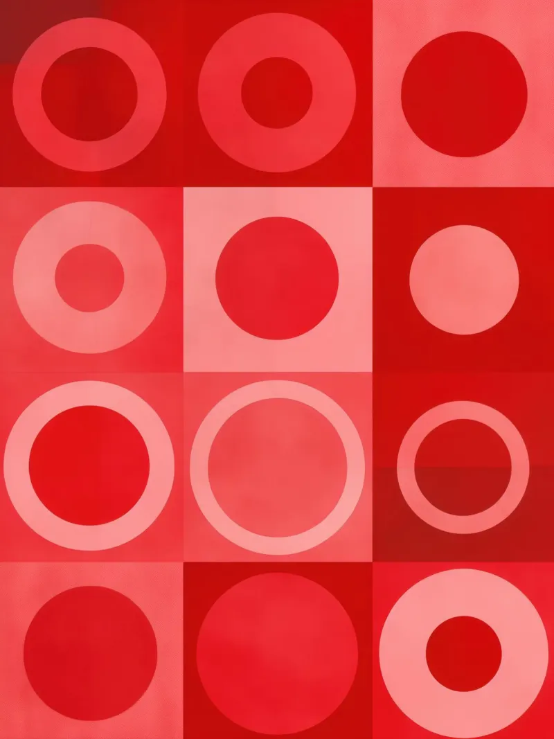 Meditación geométrica en tonos rojos lienzo con Marco flotante de Autofocus