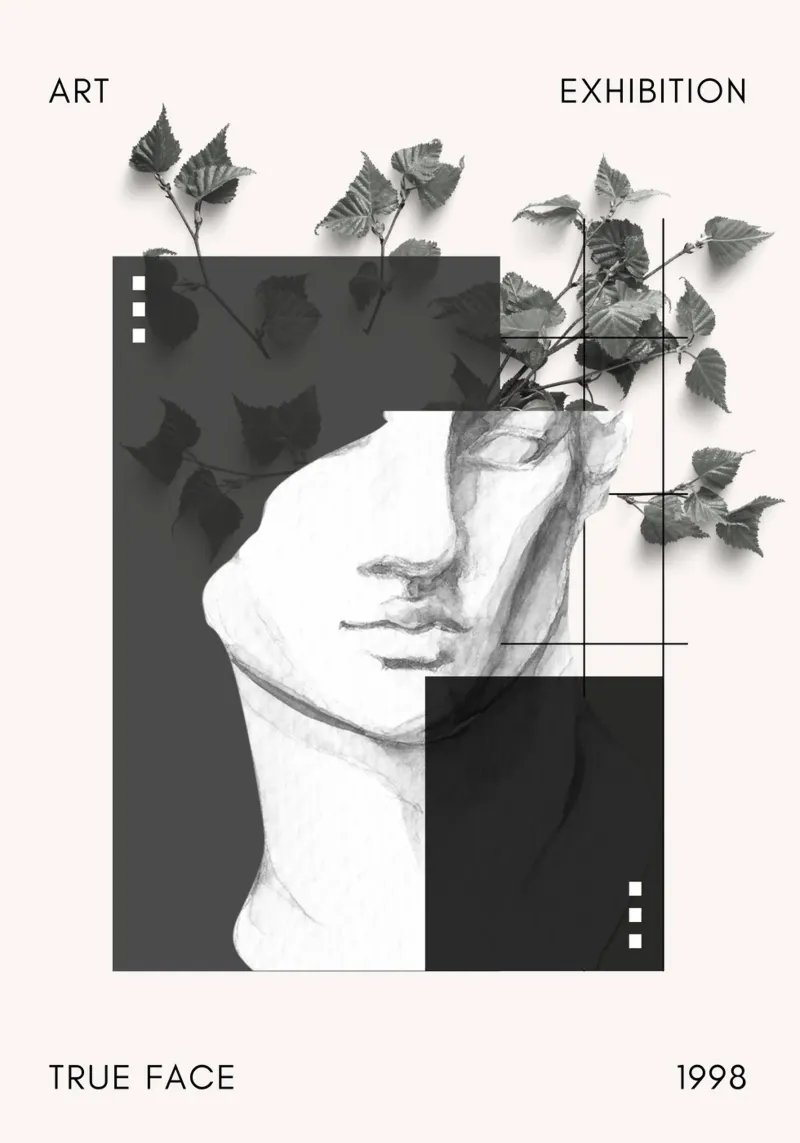 True Face Art Tentoonstelling - Abstracte Botanische Buste Print canvas met Baklijst van NorwesClub