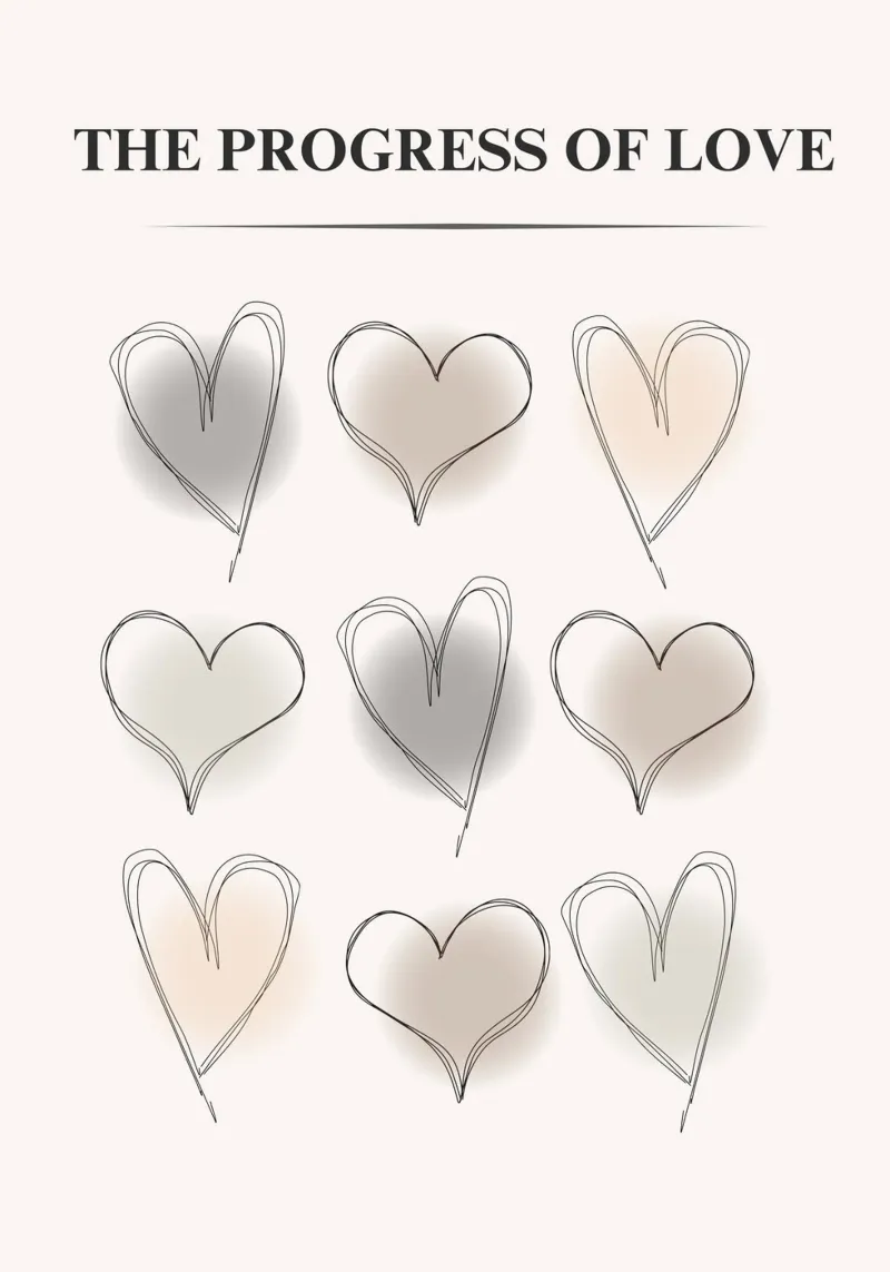 The Progress of Love - Abstract Heart Grid Print canvas with Floater frame by NorwesClub