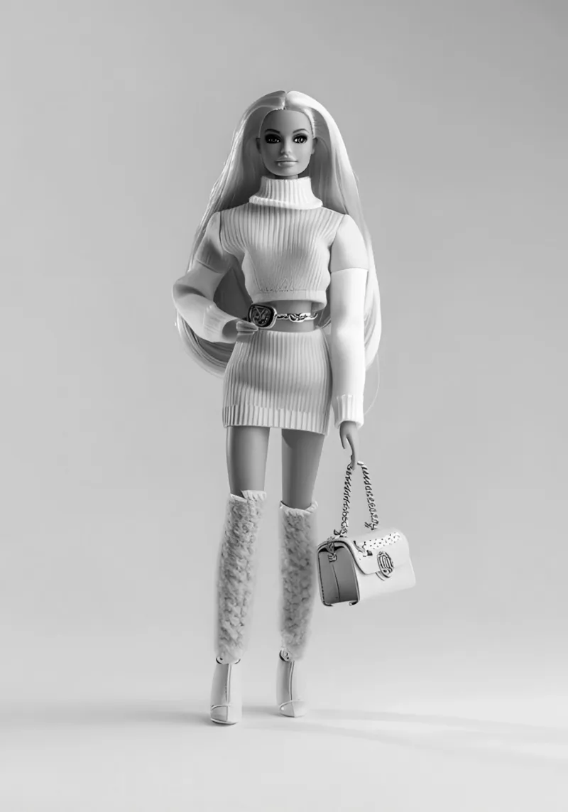 Barbie Chic Monocromatica - Stampa moderna di una bambola di moda tela con Cornice a cassetta da NorwesClub