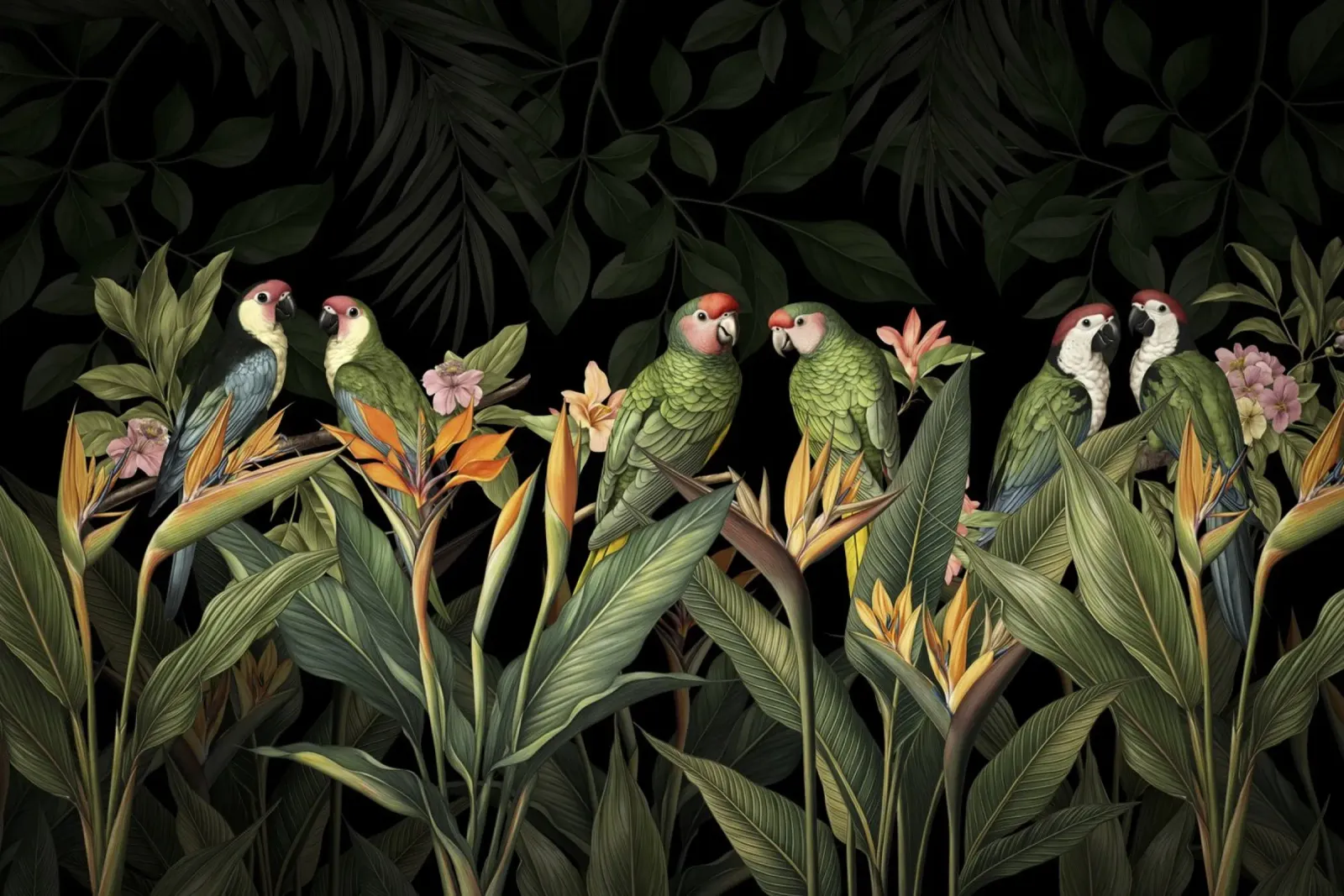 Raccolta di uccelli tropicali verde umido carta hahnemühle da Andrea Haase Vintage World