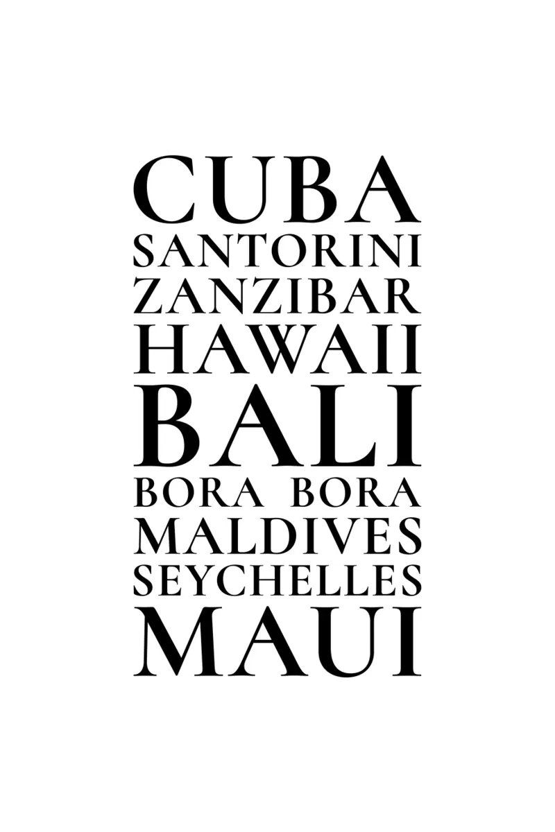 Sogni d'isola Cuba Bali Maui pellicola backlit da Typo Designs