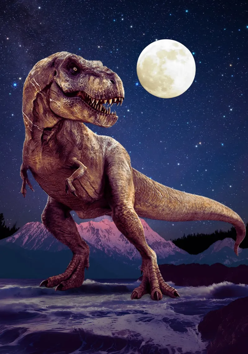Tyrannosaurus Rex under the moonlight pellicola backlit da Berwies Artwork