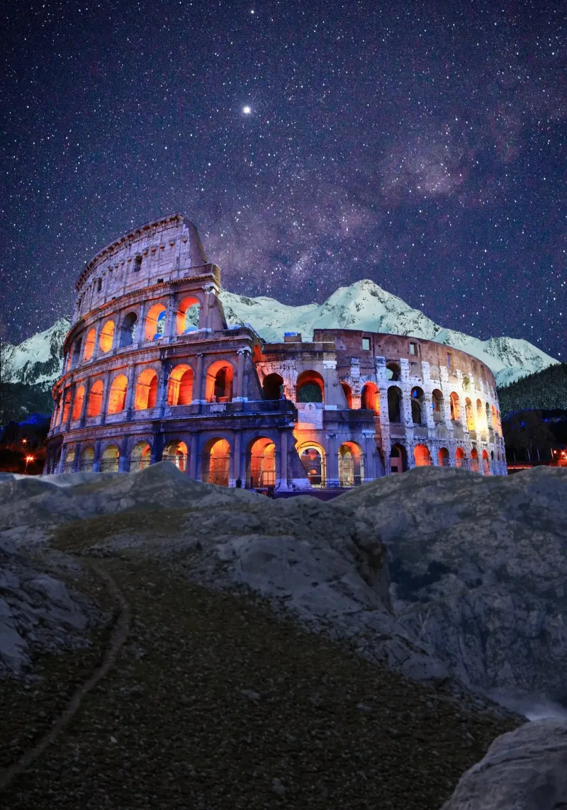 Colosseum under the stars alu-dibond by Berwies Artwork