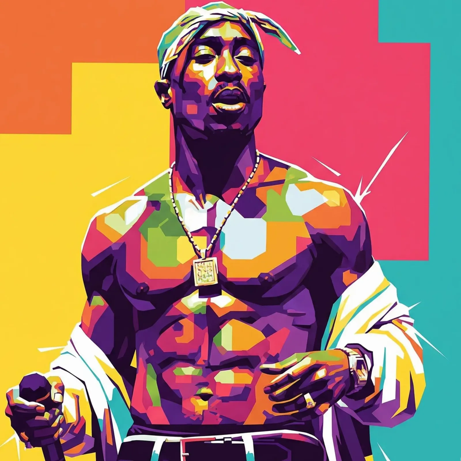 Tupac Shakur WPAP art style plexiglass da Hantamrata